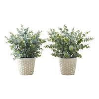 Monarch Specialties - Plante Artificielle - 13 po H - Herbe D'Eucalyptus - Mis En Pot - Ensemble De 2 - Pots Blancs - Pots Bruns-Ajoutez une touche de verdure à votre maison ou à votre bureau avec ce lot de 2 plantes artificielles d'eucalyptus d'intérieur seulement, d'une hauteur maximale de 13 pouces