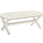 Modway Rivet Performance Velvet Bench - Ivory-Chic Modern Upholstered Fabric Bench