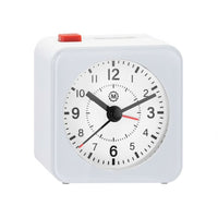 Marathon Watch Mini Non-Ticking Analog Alarm Clock with Auto Back Light and Snooze Function - White-Silent smooth sweep: this clock was engineered with a silent, continuous-sweep second hand quartz movement. It does not emit a ticking sound.