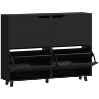 HOMCOM Shoe Cabinet with 4 Flip Drawers for Storage - Black-Holds up to 16 pairs of shoes, keeping your entryway clean and clutter-free