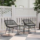 Outsunny - ensemble de mobilier de patio en rotin 3 pièces avec table basse à dessus en verre et coussins - noir-Rotin PE enroulé sur des cadres en acier pour résister à la rouille, aux UV et aux intempéries 
