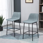 HOMCOM Microfiber Upholstered Bar Stools - Light Grey - 2 Pack-Suitable for countertops of 35"-39" (89-99 cm.)
