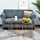 HOMCOM Round Nesting Coffee Table- Gold - Set of 2-2 piece nesting tables of varying sizes can be stacked up