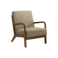 Monarch Specialties - Chaise d'Appoint Moderne du Milieu du Siècle Rembourré 34"H Avec des Pieds en Noyer Massif - Tissu Marron Clair-Ce fauteuil d'appoint rembourré associe un tissu marron clair doux au toucher à un bois massif de noyer brun chaleureux, créant un style équilibré et tendance qui s'intègre aussi bien au salon qu'à la chambre.