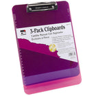 Charles Leonard Plastic Clipboard with Low Profile Clip - Letter Size - Assorted Translucent Neon Colours - 3 Pack-Clipboard also features a 12" ruler on the edge, inches on one side, centimeters on other side.