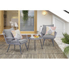 Manhattan Comfort Cannes Modern Patio 2-Person Seating Group 3-Piece Set with End Table - Grey-End Table Measures: 18.50" Length, 18.50" Depth, 17.72" Height