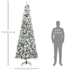 HOMCOM 9' Snow-Flocked Pencil Artificial Christmas Tree with Auto Open - Green-Hinge construction/section design/branches open automatically for quick setup 