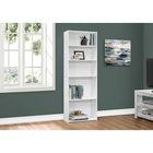 Monarch Specialties 7470 72"H Bookcase - White With 5 Shelves-3 adjustable shelves and 2 fixed shelves