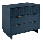 Manhattan Comfort - Granville commode et table de chevet modernes - bleu minuit - ensemble de 2-Base de balai moderne ouverte avec pieds latéraux ajoutant un design de mode sans couture et de la durabilité
