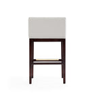 Manhattan Comfort Kingsley 21" Mid-Century Modern Faux Leather Upholstered Bar Stool - Ivory and Dark Walnut-Seat Height: 30"'