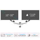 ShoppingAll Pneumatic Dual Gas Spring Dual Monitor Wall Mount - White-Comes with a VESA plate adapter which extends the VESA mounting compatibility to 75mm x75mm, 100mm x 100mm, 200mm x 100mm and 200mm x 200mm