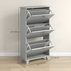 HOMCOM Modern Shoe Cabinet with 3 Flip Drawers for 12 Pairs - Grey-The flat top displays decor or stores essentials
