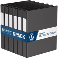 Davis Group Super économie, Reliure à anneaux en “D” inclinés 1 po, paquet de 6 – Noir-3 Reliure À Anneaux