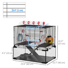 PawHut Hamster Cage with Deep Glass Bottom & Tunnel Tube System-Top and front doors for easy access
