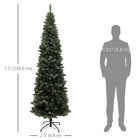 HOMCOM - Arbre de Noël artificiel de 7pi avec 980 branches et base en métal-La forme de crayon s'adapte parfaitement aux petits espaces ou aux entrées 