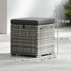 Outsunny - Lot de 2 poufs d’extérieur en osier avec rangement, gris foncé-Style rotin en plastique offrant un look chic et une grande durabilité  