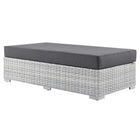 Modway Convene Outdoor Patio Rectangular Ottoman - Light Grey/Charcoal-Synthetic Rattan Weave