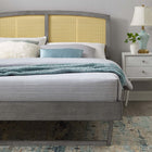 Modway Sierra Cane and Wood Queen Platform Bed with Angular Legs - Grey-Wood Slat Support System