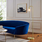 Modway Element Transparent Glass Glass and Metal Floor Lamp - Satin Brass-Black Power Cord With Foot Switch