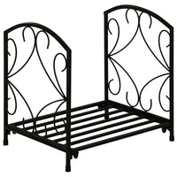 Outsunny - Porte-bûches extérieur- support à bûches en métal 16 po- noir-Quatre pieds surélèvent du sol, aidant à garder les bûches sèches et aérées 