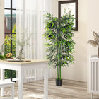 Outsunny 6' Artificial Bamboo Tree in Pot - Green-Material: PE, Cement 