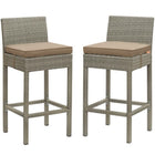 Modway - Conduit Terrasse extérieure Rotin en osier Tabouret de bar - Moka gris clair - Ensemble de 2-Tabouret de bar extérieur moderne