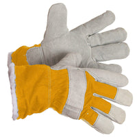 Forcefield Cowhide Split Leather Palm Gloves - Grey/Yellow - One Size-General purpose, Cow hide