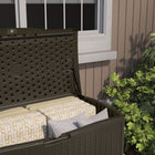 Suncast - Coffre de terrasse de 124 gal avec motif en chevrons - couleur Java-Les ressorts à gaz facilitent l’ouverture du couvercle et le maintiennent en position ouverte pendant l’utilisation.