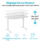 ShoppingAll - Bureau debout électrique réglable en hauteur avec tiroir en verre - Blanc-Rangement Optimisé: Le tiroir spacieux de 25.4″ x 12.4″ est divisé en deux zones pour organiser vos fournitures de bureau et accessoires. Créez un espace de travail dégagé qui vous permet de vous concentrer sur vos tâches et projets essentiels.