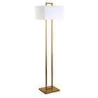 Hudson&Canal - Lampadaire Adair 68" avec abat-jour en tissu - Laiton/Blanc-Design moderne et contemporain pour votre salon, bureau, chambre ou coin lecture