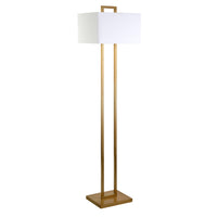 Hudson&Canal - Lampadaire Adair 68" avec abat-jour en tissu - Laiton/Blanc-Design moderne et contemporain pour votre salon, bureau, chambre ou coin lecture