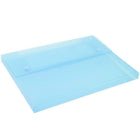 JAM Paper - Portefeuille en plastique avec fermeture à deux boutons - 9 1/2 x 12 1/2 x 3/4 - Bleu translucide-Taille: 9,5 po x 12,5 po x 0,75 po