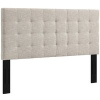Modway Paisley Tufted Upholstered Linen Fabric King and California King Headboard - Beige-Elegant Biscuit Tufted Headboard