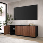 Hudson&Canal Lillian Rectangular TV Stand for TV's up to 75" - Black Grain/Satin Walnut-Product Dimensions: 15.5" L x 68" W x 24" H