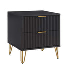 Manhattan Comfort DUMBO Modern Nightstand, Dresser Set and 5-Drawer Tall Dresser Set - Black-30 Day Limited Manufacturer's Warranty