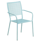 Table de jardin ronde de 35,25 po en acier bleu ciel et 4 chaises au dossier carré, intérieur/extérieur [CO-35RD-02CHR4-SKY-GG]-4