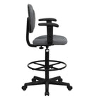 Flash Furniture Fabric Drafting Chair with Adjustable Arms - Grey-Mid-Back Design