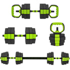 Soozier 4-in-1 Adjustable Dumbbell Set - 55 lb Free Weights Set - Green-55 lb. (25 kg) 4-in-1 set: dumbbells, barbells, kettlebells and push-up stands 