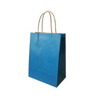 Wamaco Colour Kraft Shopper Bags - 8" x 4.75" x 10.5" - Blue - 100 Pack-Kraft colour shoppers