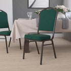 Flash Furniture HERCULES Series Crown Back Stacking Banquet Chair in Green Fabric - Gold Vein Frame-Upholstered Seat and Back