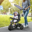 Qaba - Tricycle enfant 6 en 1 avec guidon amovible et canopée - bleu marine-Auvent : 19,7 po L x 15,4 po l (50L x 39l cm) 