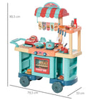 Qaba Kids Fast Food Shop Cart Cash Register Toy - Multicoloured - Set of 50-High quality PP and ABS material ensures durable use and maximum safety 