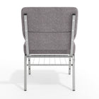 Chaise d'église de la série HERCULES de 21 po de largeur en tissu gris avec étagère à livres - Cadre veine d'argent-Siège épais en bordure de cascade de 5 po