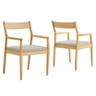 Modway - Solara Bois en tissu Fauteuils de salle à manger Ensemble de 2 - Tissage naturel à bruyère beige-Fauteuils à manger Rubberwood ensemble de 2