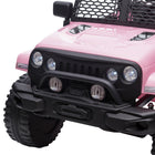 Aosom 12V Kids Ride-On Off-Road Toy Truck - Pink-4 durable wheels with spring suspension on each to absorb the forces and shocks for a smooth ride