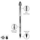uni-ball Vision Elite Rollerball Pens – 0.8mm – Black – 3 Pack-Barrel Color and Construction: White