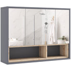 HOMCOM Wall Mounted Bathroom Medicine Cabinet with Mirror - Grey-Eight-compartment design organises items efficiently