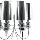 Modway Tapestry Stainless Steel Chandelier - Silver-Six Matching Chrome PVC Shades
