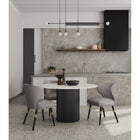 Manhattan Comfort - Lot de 2 chaises de salle à manger modernes Strine 21,65 po en velours et similicuir - Taupe foncé-Cadre en bois avec base géométrique en métal doré croisée pour un style tendance et une durabilité accrue