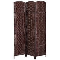 HOMCOM 3 Panels Hand-Woven Freestanding Room Divider for Home Office - Brown-Great for creating a personal space or dividing up large rooms
